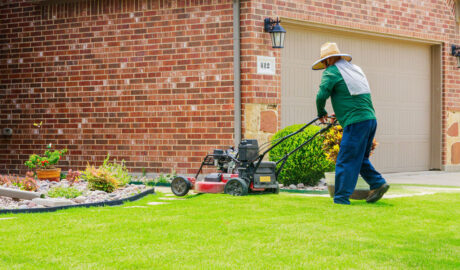 Mowing a lawn